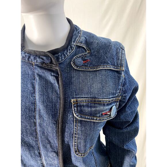 Yuka Jean Jacket in Denim Blue Denim with Dark Piping Size Medium - Picture 8 of 13